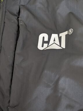 Caterpillar Mens Large Reversible Vest Black & Neon Full Zip CAT Outdoor